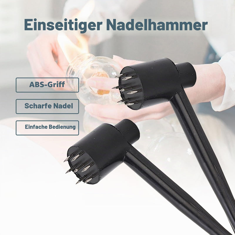 Plum Blossom Skin Hammer, 5-Piece Stainless Steel Needle Hammer Set with Black ABS Handle and One End for Industrial Use