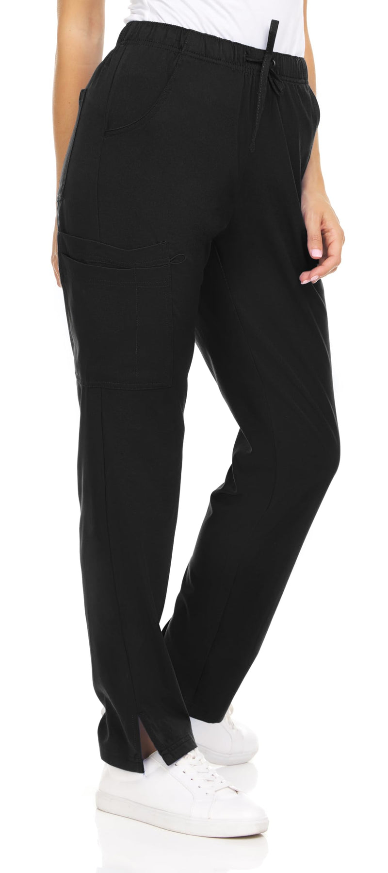 [Australia - AusPower] - Mini Marilyn Scrubs 4-Way Stretch Straight Leg Six Pocket Pants with Cargo Pockets Medium Black 
