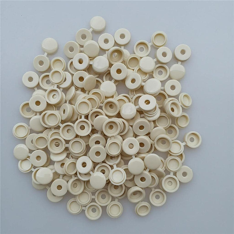 [Australia - AusPower] - LEIPUPA 100Pcs Durable Plastic Hinged Screw Cover Fold Part For Car Home Decor - Beige, 4.1mm 