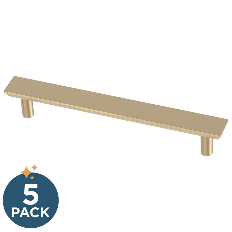 Franklin Brass (5-Pack) – Champagne Bronze Cabinet Handles, 5-1/16 Inch Hole Center, Modern Pulls for Drawers, Kitchen Cabinet Door, Dressers | Simple Chamfered 5-1/16" (128mm)