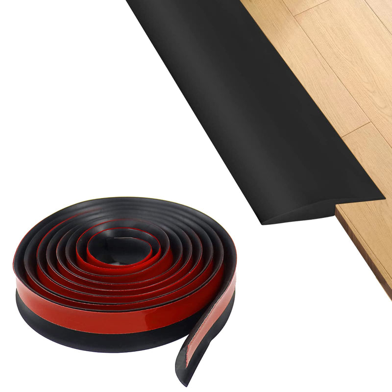Floor Rubber Transition Strip Self Adhesive Carpet to Tile Transition Strip Edging Trim Strip for Threshold Transitions with a Height Less Than 5 mm/0.2in (Black, 6.56FT) Black