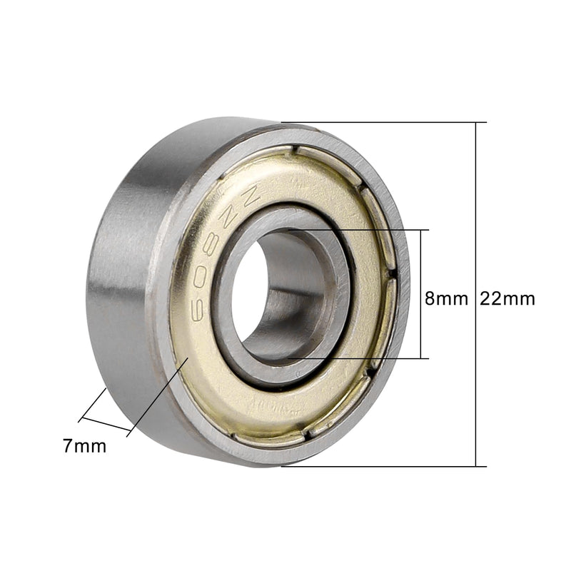 [Australia - AusPower] - Pack of 20) 608 ZZ Skateboard Bearings, Double Shielded,8x22x7 Miniature Ball Bearings 