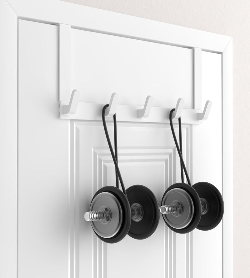 [Australia - AusPower] - Over The Door Hooks Hanger with Extended Arms for Easy Use by Women - Bathroom Accessories and Towel Rack Organization - 1 Pack, White Pack of 1 