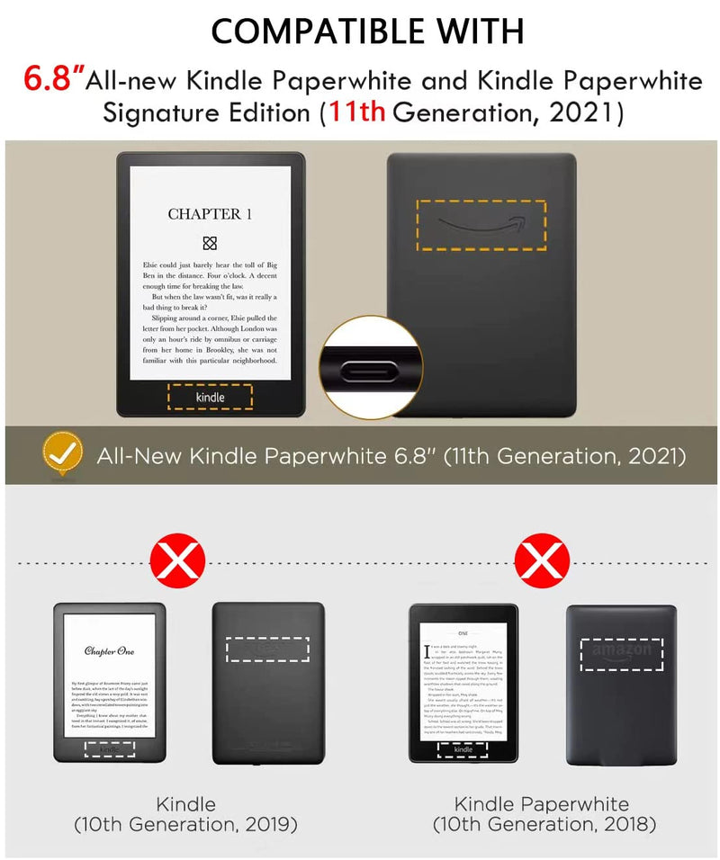 [Australia - AusPower] - SCSVPN Case for 6.8'' Kindle Paperwhite 11th Generation 2021 Release and Kindle Paperwhite Signature Edition - Slim Premium Durable PU Leather Cover with Hand Strap, Auto Sleep/Wake - Colorful Blue 