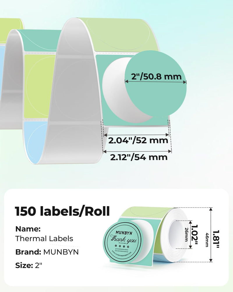 2 Inch Round Thermal Labels+2 Inch Circle Thermal Sticker Labels