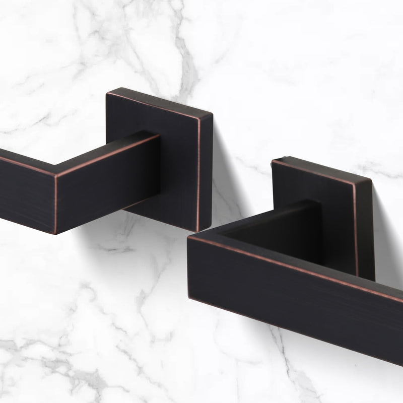 LANC ORB 12-Inch Towel Bar for Bathroom Wall Mounted Bathroom Square Towel Rack, Total-14 Oil Rubbed Bronze Bath Towel Holder Towel Hanger Hand Towel Holders Towel Rail Towel Rod, A8804ORB-3P1 1 Pack 12“