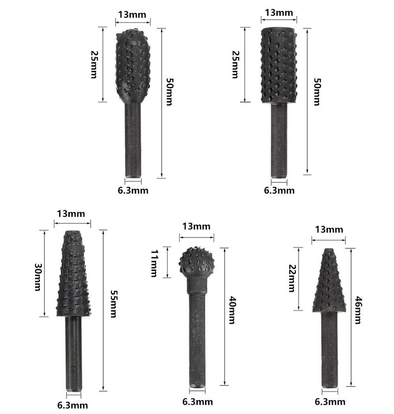 [Australia - AusPower] - Saipor 10 Pieces 3 mm Shank Rotary Burr HSS Milling Cutter Set Wood for Dremel Multifunctional Tool and 5 Pieces 6 mm Shank Rasp Cutter Wood Milling Cutter Suitable for Drill 