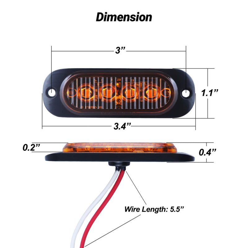 3.4 Inch Trailer Marker Lights Amber LED Clearance Side Marker with Durable Aluminum Housing Surface Mount Design IP67 Waterproof for Pickup Truck Tractor Van RV Camper Motorhome 10Pcs
