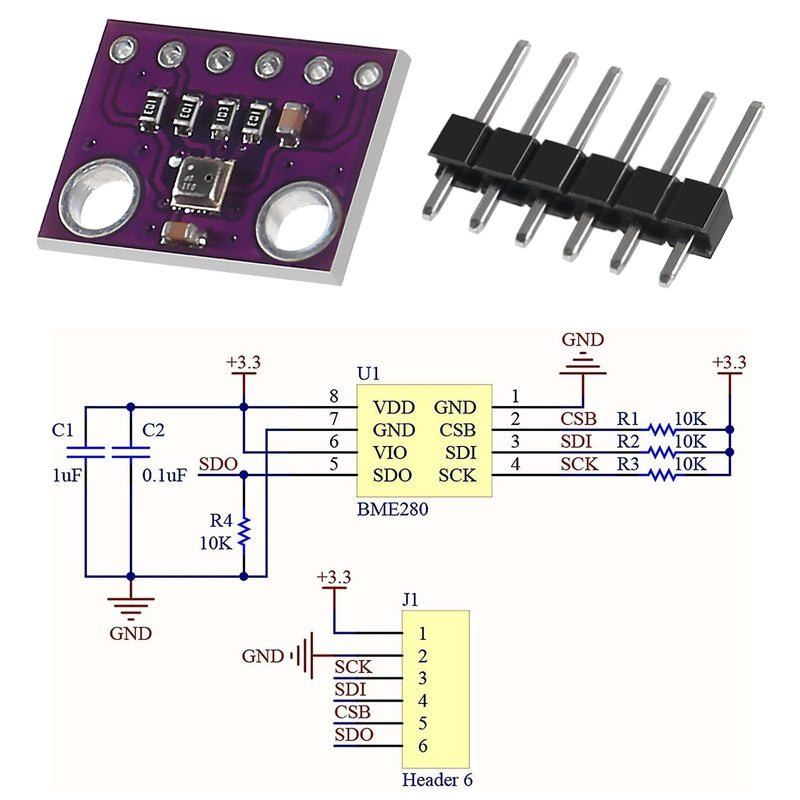 [Australia - AusPower] - 2PCS BME280 3.3V Temperature Humidity Sensor Atmospheric Barometric Pressure Sensor Module with IIC I2C Breakout Board 