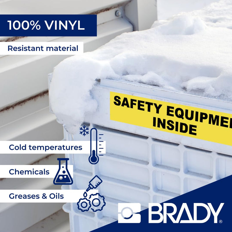 Brady Authentic (M4C-750-595-RD-WT) All-Weather Permanent Adhesive Vinyl Labels 0.75 in W x 25ft White on Red. for use with BMP41, BMP51, M410, M510, and M511 Label Printers.