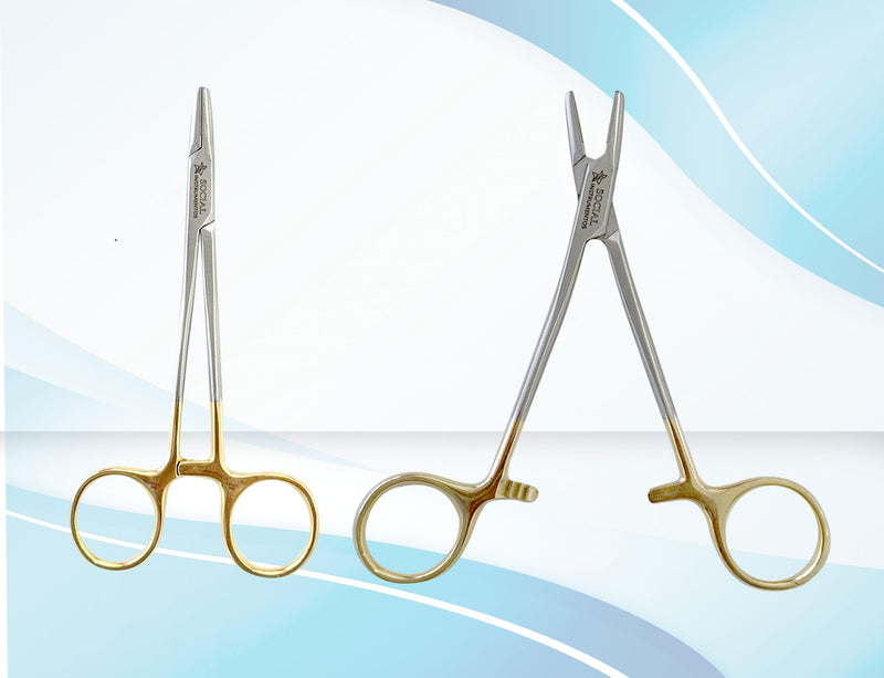 [Australia - AusPower] - Mayo Hegar Needle Holder Driver with Tungsten Carbide Inserts and Gold Rings Premium Grade Instrument (7) 7 