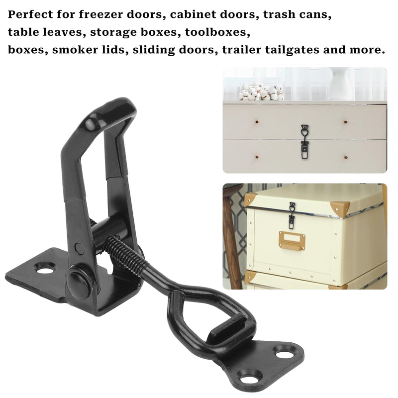 [Australia - AusPower] - 2 PCS Black Toggle Latch Clamp 300lbs Heavy Duty Adjustable Toggle Clamp Pull Latch, Quick Release Smoker Door Latch Metal Toggle Clamps for Box, Gate, Cabinet, Case 
