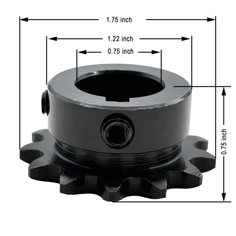 [Australia - AusPower] - #35 Roller Chain Sprocket Type B 3/4 inch Bore 13 Tooth, Hardened Antirust 1045 Steel Drive Sprockets 35B13-3/4 