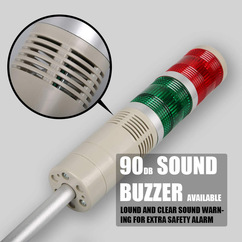 [Australia - AusPower] - LUBAN Industrial Signal Light, Column LED Alarm Tower Lamp Light Flash Indicator, 2-Layer Stack LED Warning Light for Safety (110V/Steady ON Light) 110V without Buzzer 