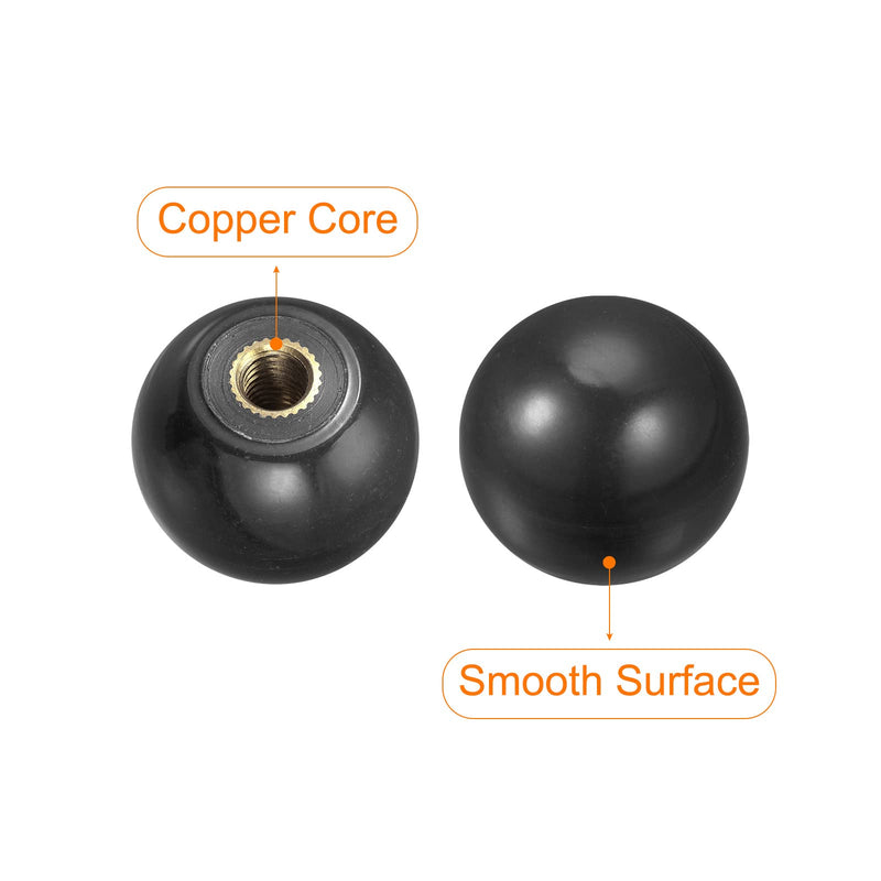[Australia - AusPower] - uxcell 12Pcs Threaded Ball Knobs, M6 Female Thread Thermoset Ball Knob 0.98'' Dia Black Round Operation Ball Handles with Copper Insert for Machine Handle Tool Replacement M6x0.98'' 
