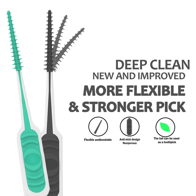[Australia - AusPower] - 200PCS Interdental Brush with Soft Rubber Handle,Disposable Dental Picks for Teeth Cleaning,Dental Picks with Convenient PP Case (Green) Green 