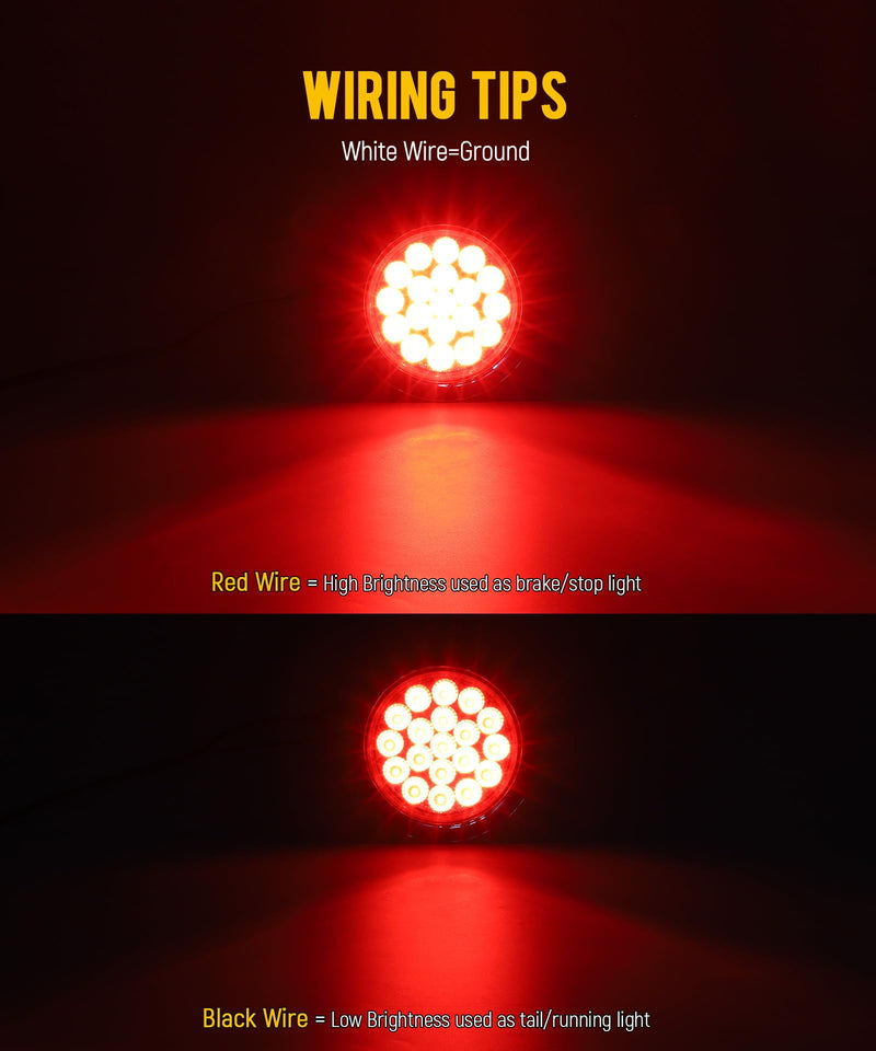 [Australia - AusPower] - Partsam 2Pcs 4 Inch Round Red Stop Turn Tail Lights to Amber Strobe Lights Kit 19 Diodes w/Chrome Bezels and 3-Prong Wire Pigtails, Red/Amber 4 Inch Round Led Trailer Tail Lights and Amber Indicators 