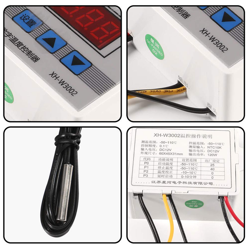 [Australia - AusPower] - UMLIFE 2PCS XH-W3002 DC 110V-220V 1500W 10A Microcomputer Digital Temperature Controller Digital Display Thermostat Control Switch and NTC 10K Thermistor Sensors Temperature Probe (110-220V 1500W) 110-220V 