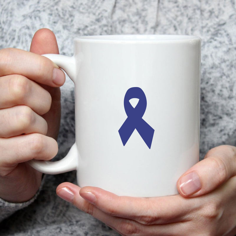 [Australia - AusPower] - WANDIC 0.75 * 1.28'' Blue Ribbon Awareness Sticker, 500 PCS Ribbon-Shaped Label Roll for Colon, Prostate, Rectal Cancer and Child Abuse Hope Awareness 