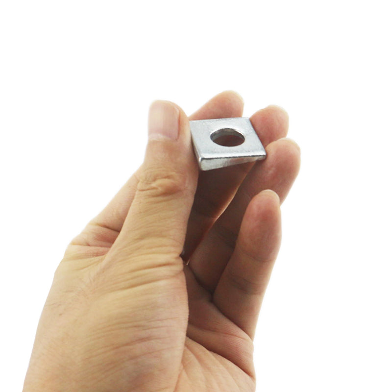 [Australia - AusPower] - 10 PCS 3/8 Beveled Square Washers in Plain Carbon Steel Galvanized,3/8(ID) x7/8x7/8 Inch for Channel Steel Wedge Shaped Washers for Shim Leveling,2 to 5.5 mm Thick,White,LXLVOUEG 3/8 X 7/8 X 7/8 inch Galvanized Steel-White-10 PCS 