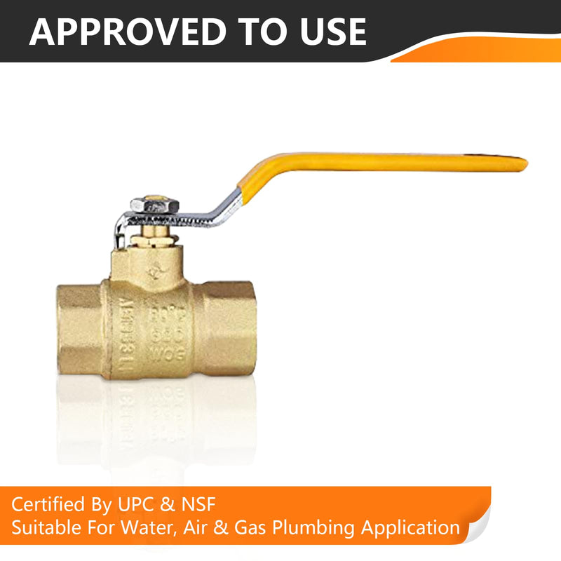 [Australia - AusPower] - 1-Pack 3/4 Inch FIP Threaded Ball Valve, Brass Full Port Shut-off Valve,3/4" Female NPT x 3/4" Female NPT, 600 WOG (Water, Oil and Gas),Yellow 3/4 INCH,1 PACK FIP,YELLOW 
