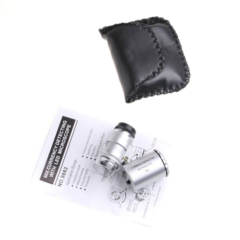 TRIXES Mini Pocket Microscope - 60X Jewelry Magnifier - LED Illuminated Magnifying Microscope | Compact LED magnifier for checking jewelry, stamps, coins and more