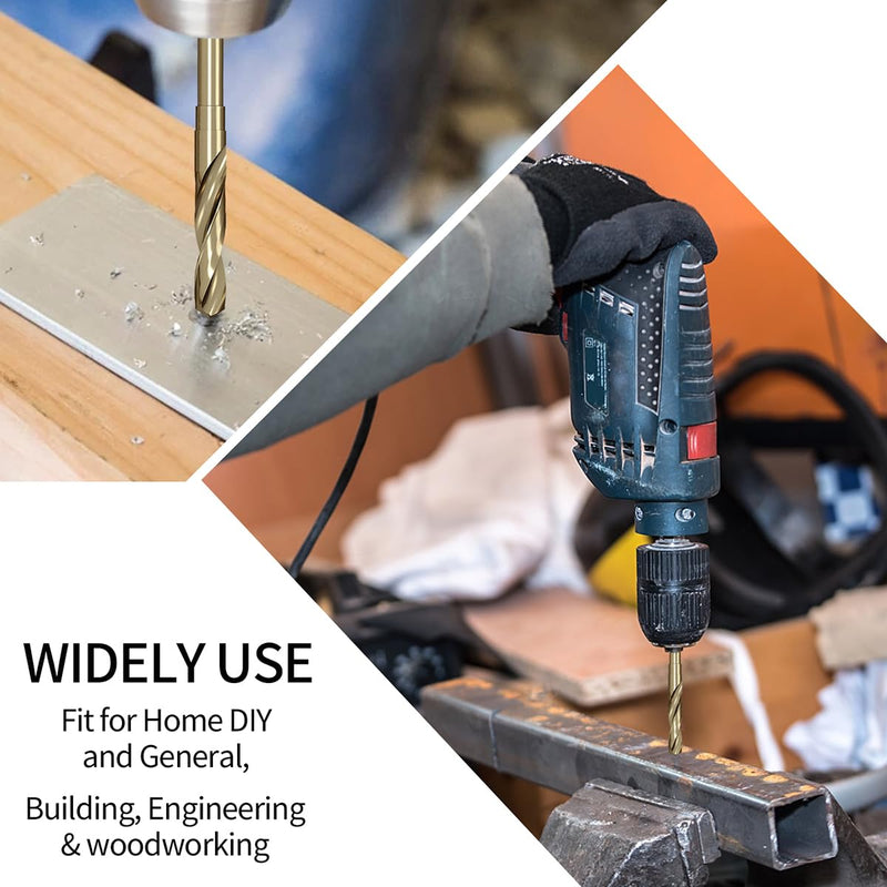 Meccion Cobalt Drill Bit 1 Inch High Speed Steel M35 Reduced Shank Twist Drill Bit for Metal, Cast Iron, Stainless Steel, Alloy, Non-Ferrous Etc. 1 in