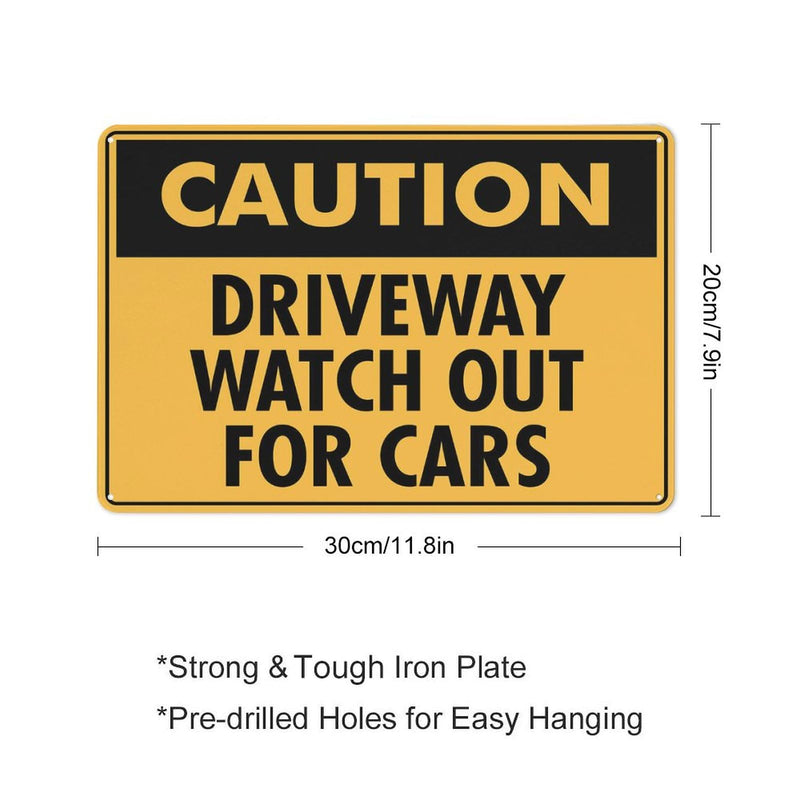 Caution Driveway Watch Out For Cars Sign Warning Sticker-Security Sign Outdoor Sign 12 X 8 Inches