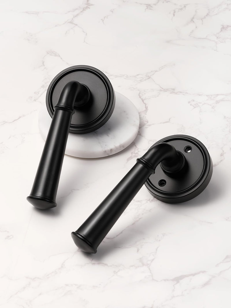 Black Passage Door Handle, Interior Hall Closet Kitchen Pantry Door Lever, Aluminium Alloy Handle Lever, 1 Pack Black