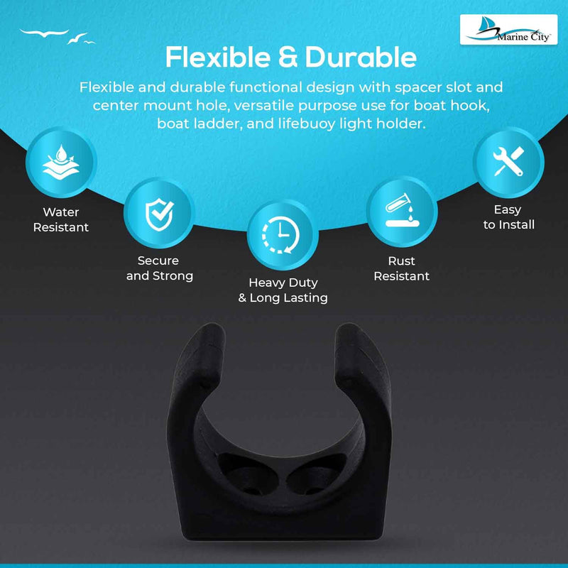 MARINE CITY Nylon Ladder Hooks Lightweight Spring Clamp for Easy Access Storage, Smooth Design, 1-1/4 Inches Diameter, Ideal for Boats, Marines, and Yachts (Pack of 2)