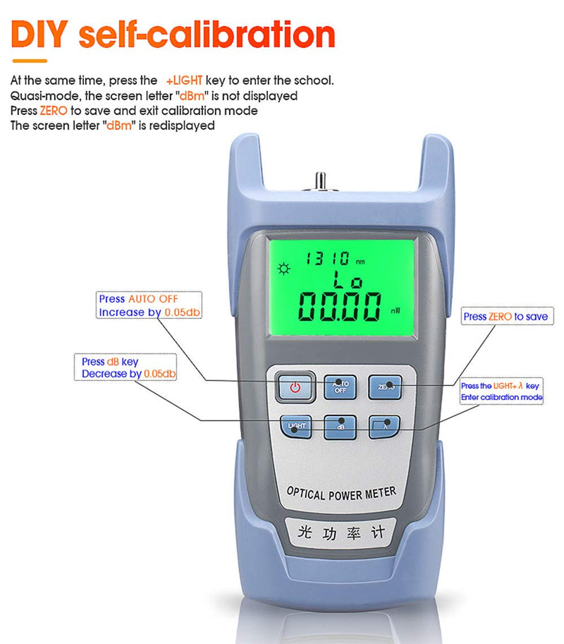 FTTH Fiber Optical Power Meter Fiber Optical Cable Tester 70dBm~+10dBm Working Wavelength 850-1625nm