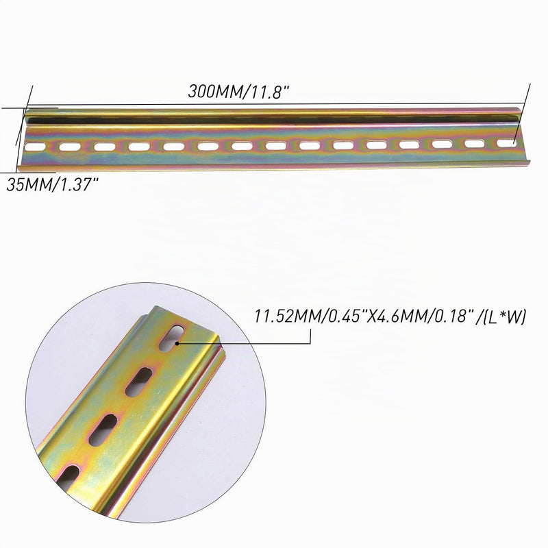 Taiss 3 pieces 30 cm DIN rail high-quality colored steel DIN rail, for distribution cabinet control cabinet, 35 mm wide, 7.5 mm high, 300 mm long, 300 mm / 12 inch G