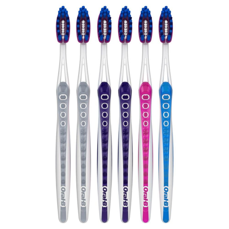 Oral-B 3D White Deep Stain Remover toothbrushes,Toothbrush Soft,Removes 90% of Surface Stains,whitens Teeth,deep Reach,removes Plaque and Stains Tooth Brush,6 Count (Pack of 2) Multicolor 6 Count (Pack of 2)