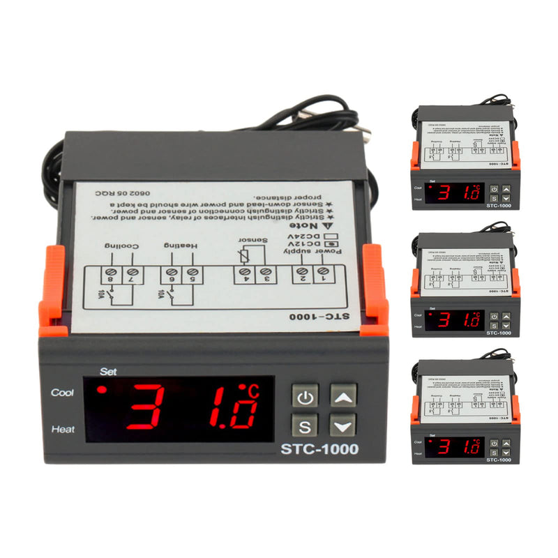 [Australia - AusPower] - 4Pcs STC-1000 110V-220V Digital LED Temperature Controller, Microcomputer Digital Display Temperature Controller Heating Cooling Thermostat 2 Relay Output with NTC 10K Thermistor Sensors Probe 