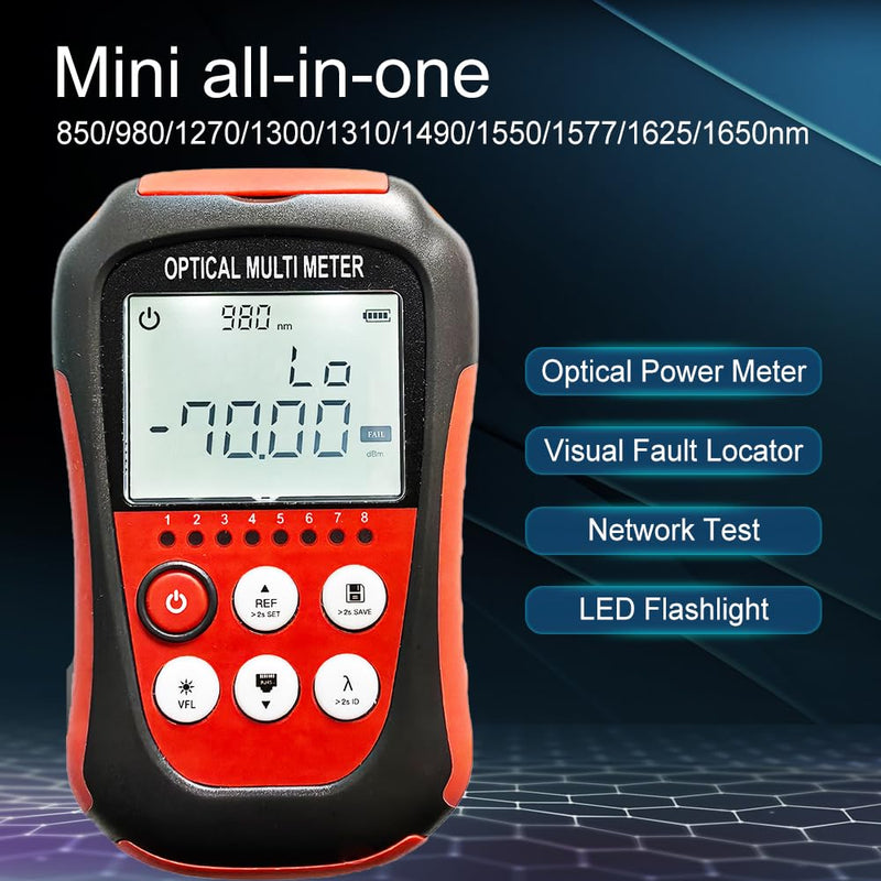 [Australia - AusPower] - Fiber Optic Cable Tester Portable Optical Fiber Power Meter FC/SC/ST Universal Interface Built-in 2Mw Visual Fault Locator Li-ion Battery USB Charge (OPM&VFL-Li) OPM&VFL-Li 