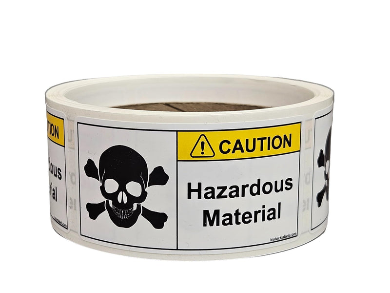 Hazardous Material Toxic Chemical Warning Stickers with Strong Permanent Adhesive, 1.5 x 3 Inch, 100-Roll, Weatherproof Lamination, Maximize Safety and Awareness