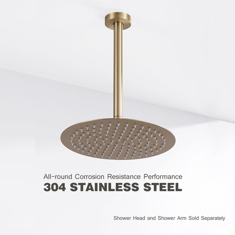 10 Inches Ceiling Mount Shower Arm and Flange, Champagne Bronze