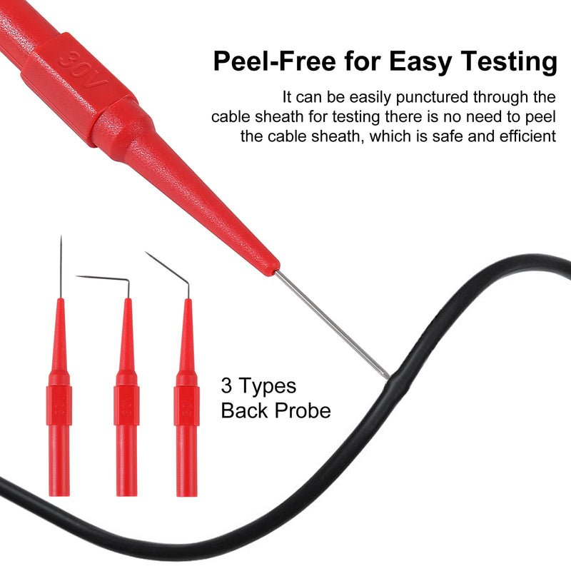 [Australia - AusPower] - 30pcs Back Probe Kit Banana Plug to Copper Alligator Clips Automotive Test Leads Set, Insulation Wire Piercing Probes, Back Probe Pins Test Wires for Car Repairing Diagnostic Circuit Testing 