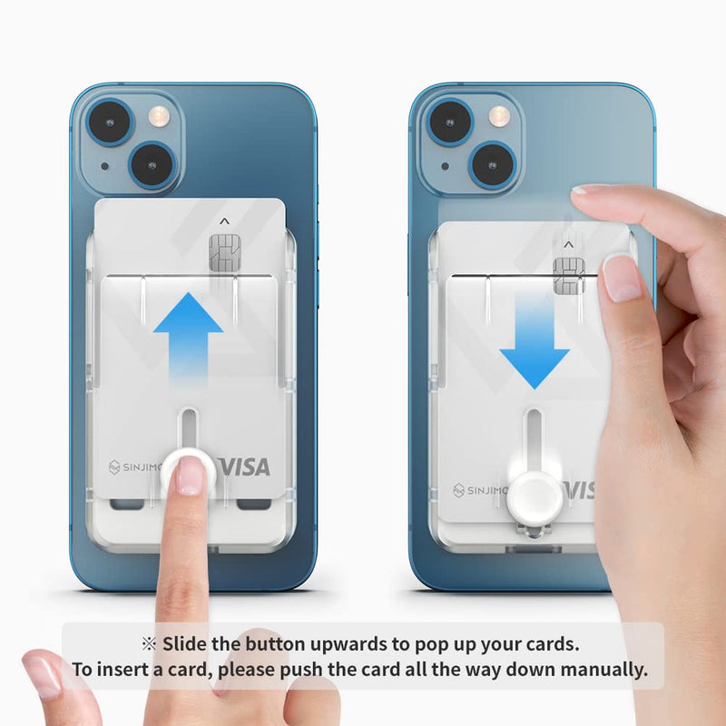[Australia - AusPower] - Sinjimoru Magnetic Phone Pop Up Wallet for MagSafe, Magnetic Phone Credit Card Holder for Back of Cell Phone Case with Quick Access for iPhone 14 13 12 Series. M-Button Wallet Matte Clear 