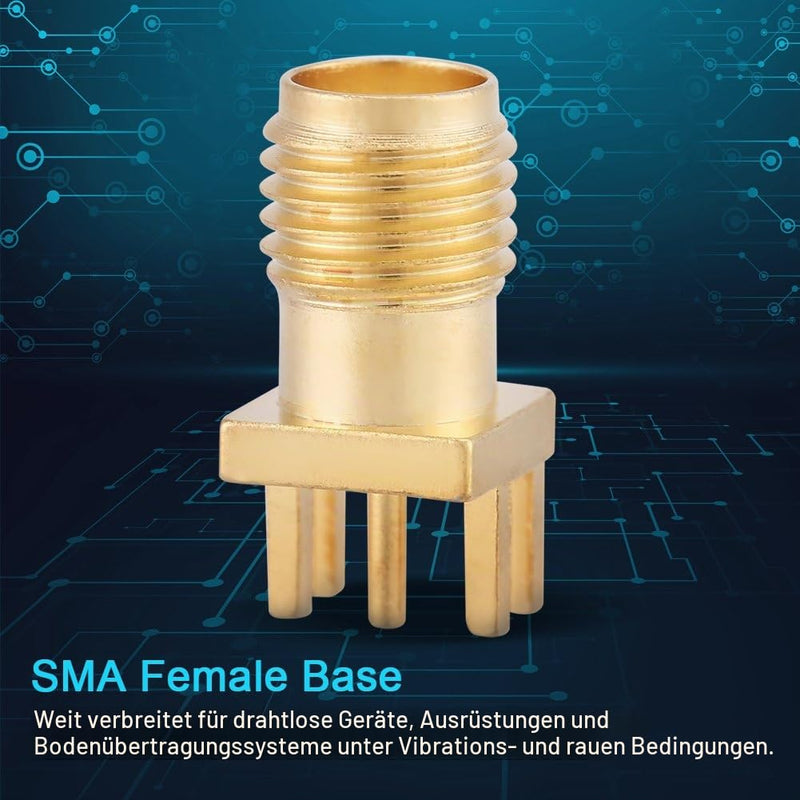 Pack of 10 Brass SMA Female Socket Jack PCB Mount 50 Ohm RF Connectors SMA Connector for Wireless Devices Equipments and Floor Transmission Systems