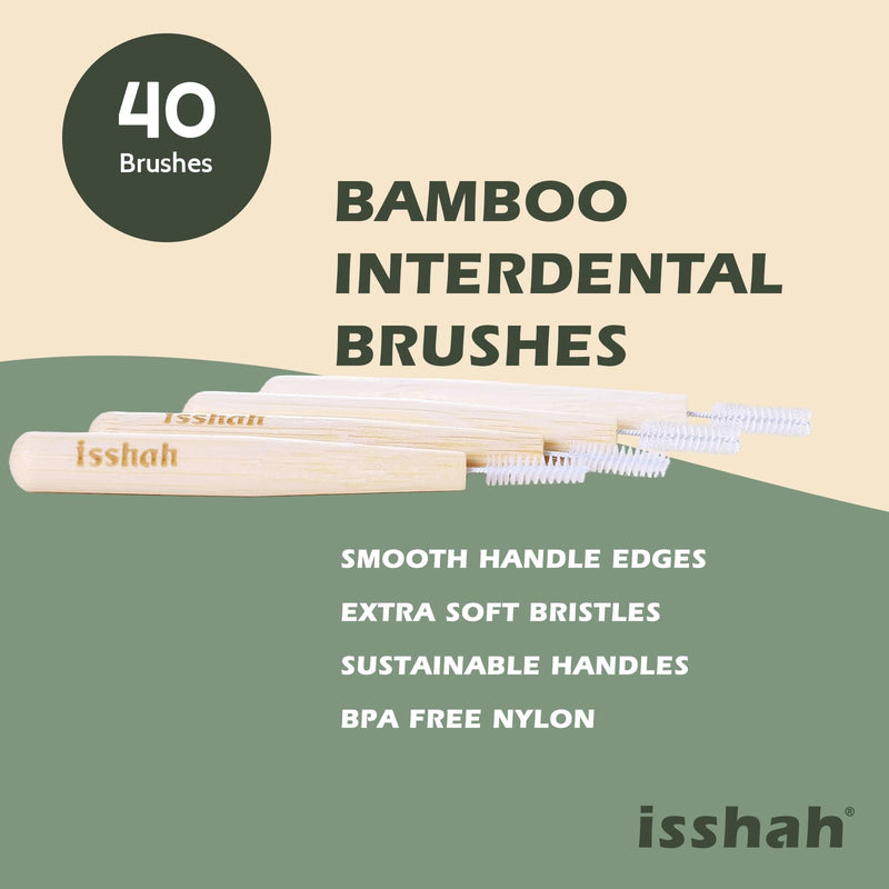 [Australia - AusPower] - Biodegradable Bamboo Handle Interdental Brushes Between Teeth Cleaner Deep Clean Toothpick, FSC Certified and PETA Approved, Size 1 (0.45mm), 40 Count 1 Count (Pack of 40) # 1 (0.45mm) 