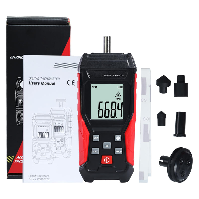 [Australia - AusPower] - 2-in-1 Digital RPM Tachometer Non-Contact RPM Gauge Tester Meter 3~100,000RPM | Contact Tach Speed Meter 3~19,999RPM Small Engine Tachometer with 4 Contact Probes,Data Hold,Max/Min,Backlight 