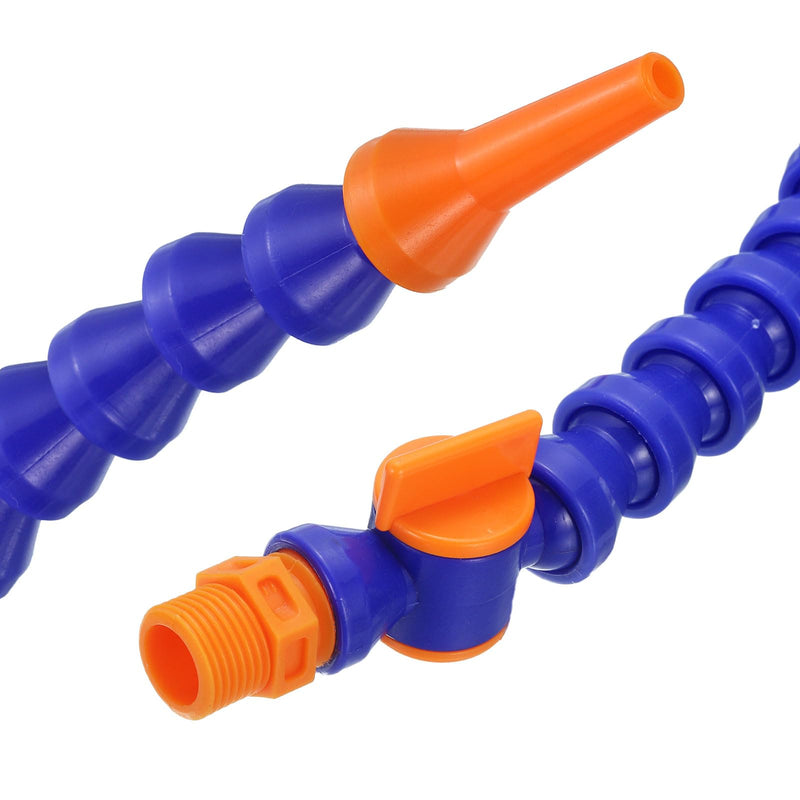 QUARKZMAN Pack of 4 G1/4 Inch Thread Flexible Water/Oil Coolant Hose, 400 mm Plastic Adjustable Round Nozzle Y-Shape Cooling Pipe Hose with Switch for Lathe CNC Water Cooling System