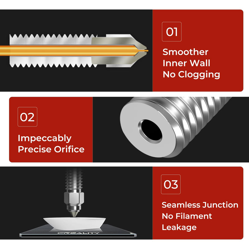 Creality Ender 3 V3 KE / K1 Max 3D High Flow Nozzle Kit, High Hardness Bimetallic Nozzles for 600mm/s High-Speed Printing, Wide Applicability for PLA/ABS/PETG/TPU/PP/PC, Etc.