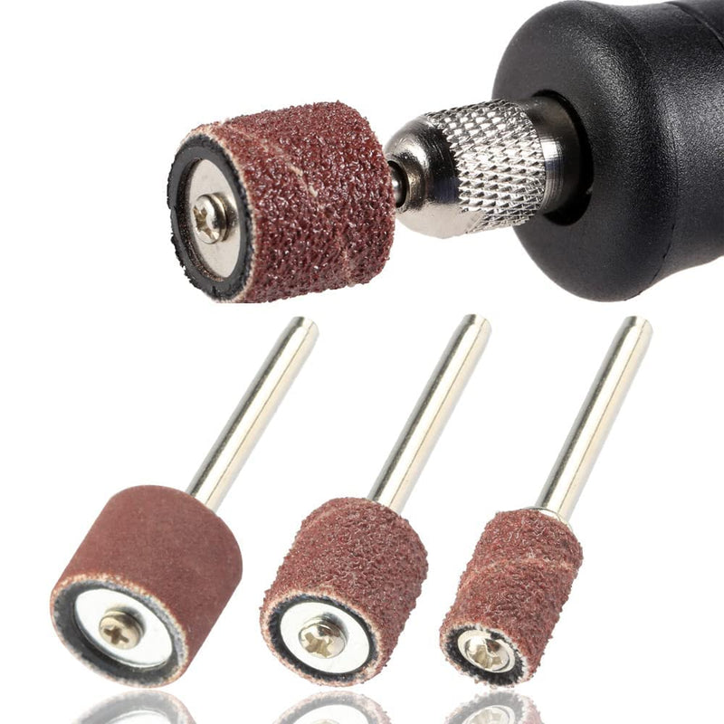 [Australia - AusPower] - Yakamoz 132Pcs Sanding Drums Kit, 80 120 180 Grit Sanding Bands Mini Drum Sander Sleeves with 3mm Shank Drum Sanding Mandrels for Drill Dog Nail Grinder fits Dremel Rotary Tools 