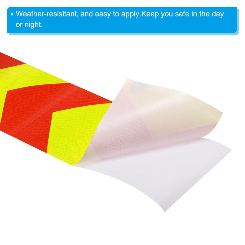 PATIKIL Reflective Tape, 8 Inch x 10 FT Waterproof High Visibility Self-Adhesive Warning Safety Tape Reflective Stickers External Accessories for Cars Trailers, Yellow Red 8 Inch x 10 Feet 1