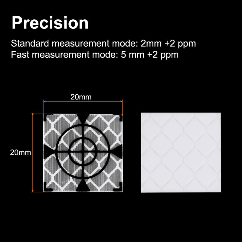 HARFINGTON 30pcs Survey Reflector Sheets 20x20mm Self-Adhesive Reflective Tape Survey Target Mark for Total Stations, Silver Tone