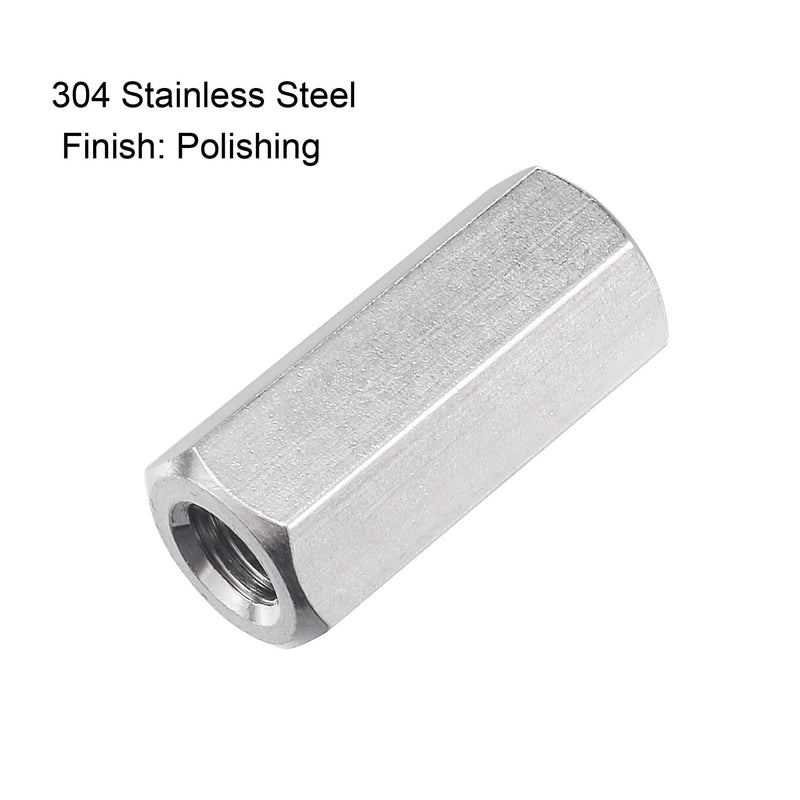 [Australia - AusPower] - uxcell M8 x 1.25-Pitch 30mm Length 304 Stainless Steel Metric Hex Coupling Nut, 5-Pack M8 x 30mm 