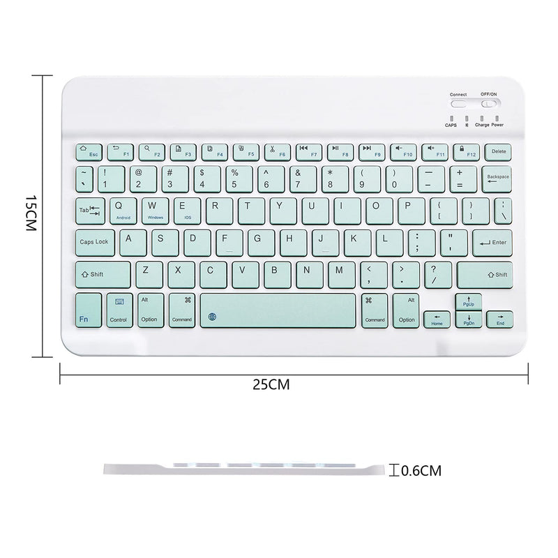 [Australia - AusPower] - Ultra-Slim Bluetooth Keyboard Portable Mini Wireless Keyboard Rechargeable for Apple iPad iPhone Samsung Tablet Phone Smartphone iOS Android Windows (10 inch Light Green) 10 inch Light Green 