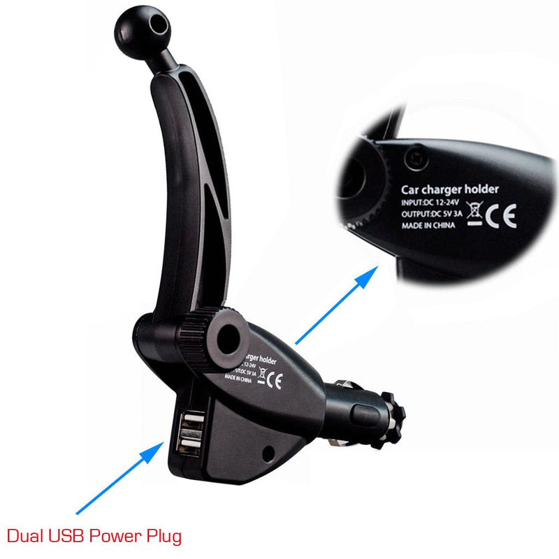 [Australia - AusPower] - ChargerCity Dual USB Sirius XM Satellite Radio Car Truck Lighter Socket Mount w/Tilt Adjust & PowerConnect Cable for Onyx Plus EZR EZ Lynx Roady Starmate Xpress (Vehicle Dock NOT Included) 